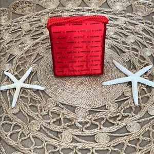 Vintage Red beaded  tiny bag 5x 4.5 inch